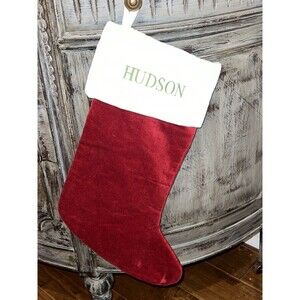 Pottery Barn Kids Hudson Classic Velvet Christmas Stocking RED New!